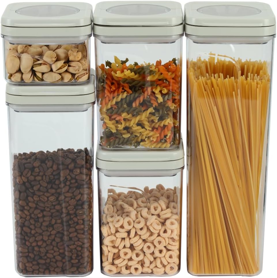 Glass Food Storage Jars,Stainless Steel Lids,5 Assorted Stackable