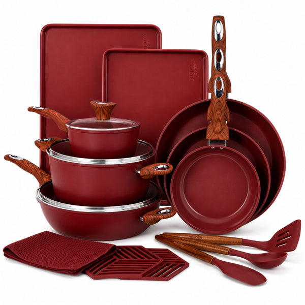 Grove 18 Piece Ceramic Nonstick Cookware Set – Phantom Chef