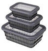 Food Storage - 6 Piece Rectangle Hammered Container Set of 3 w/ Lids