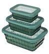 Food Storage - 6 Piece Rectangle Hammered Container Set of 3 w/ Lids