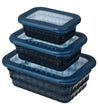 Food Storage - 6 Piece Rectangle Hammered Container Set of 3 w/ Lids