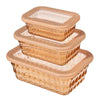 Food Storage - 6 Piece Rectangle Hammered Container Set of 3 w/ Lids