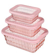 Food Storage - 6 Piece Rectangle Hammered Container Set of 3 w/ Lids