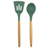 Phantom Chef Silicone Spoon and Slotted Spatula Set with Wooden Handles