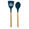 Phantom Chef Silicone Spoon and Slotted Spatula Set with Wooden Handles