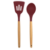 Phantom Chef Silicone Spoon and Slotted Spatula Set with Wooden Handles