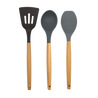 Phantom Chef Set of 3 Essential Silicone Utensils with Wooden Handles