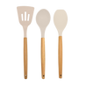 Phantom Chef Set of 3 Essential Silicone Utensils with Wooden Handles