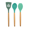 Phantom Chef Set of 3 Essential Silicone Utensils with Wooden Handles