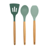 Phantom Chef Set of 3 Essential Silicone Utensils with Wooden Handles