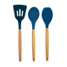 Phantom Chef Set of 3 Essential Silicone Utensils with Wooden Handles