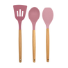 Phantom Chef Set of 3 Essential Silicone Utensils with Wooden Handles