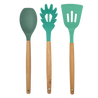 Phantom Chef Set of 3 Essential Silicone Utensil Set with Wooden Handles