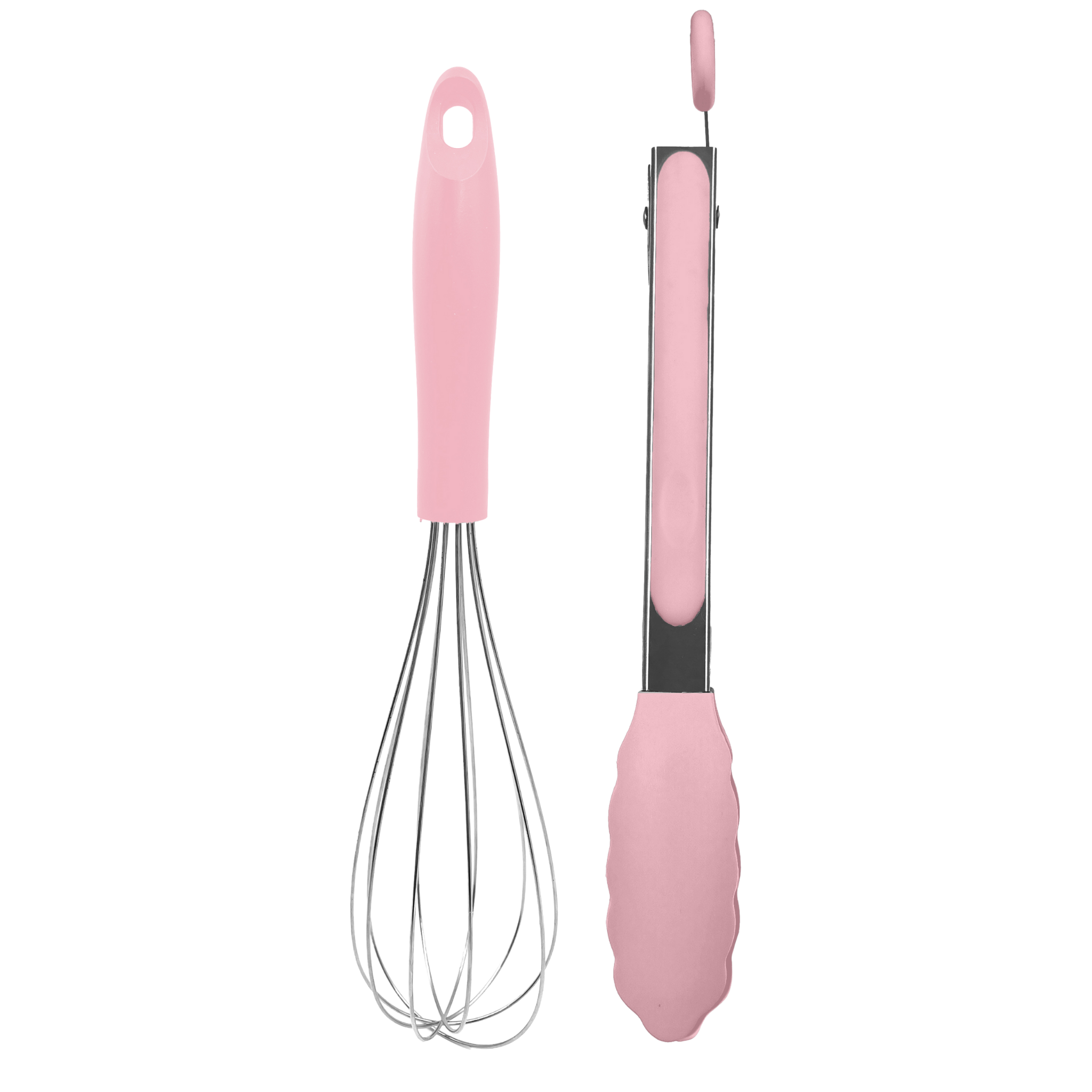 Phantom Chef Set of 2 Stainless Steel Silicone Whisk and Tongs Coral Blush Phantom Chef Set of 2 Stainless Steel Silicone Whisk and Tongs Coral Blush