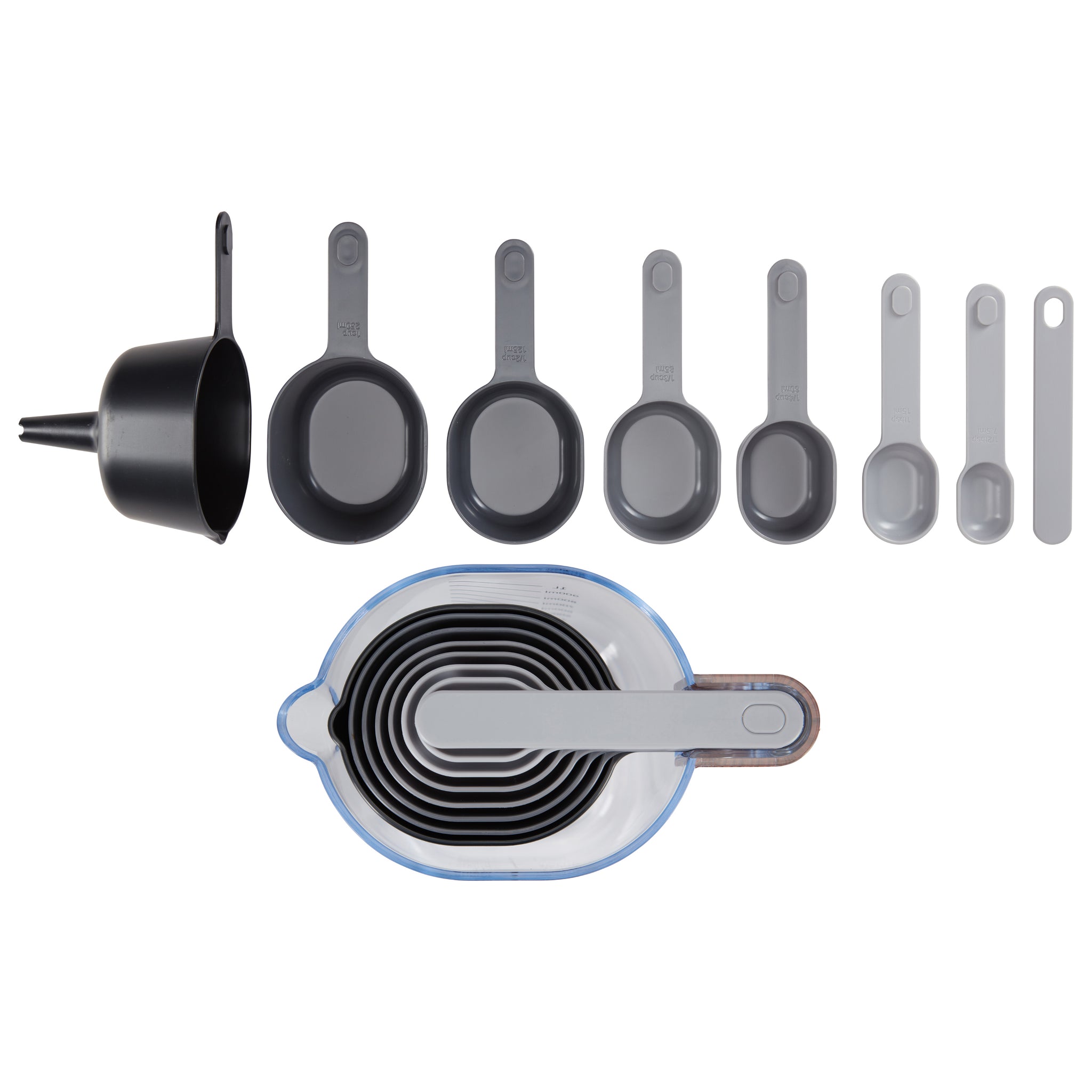 Phantom Chef 9 Piece Nested Measuring Cup & Spoon Set - Black