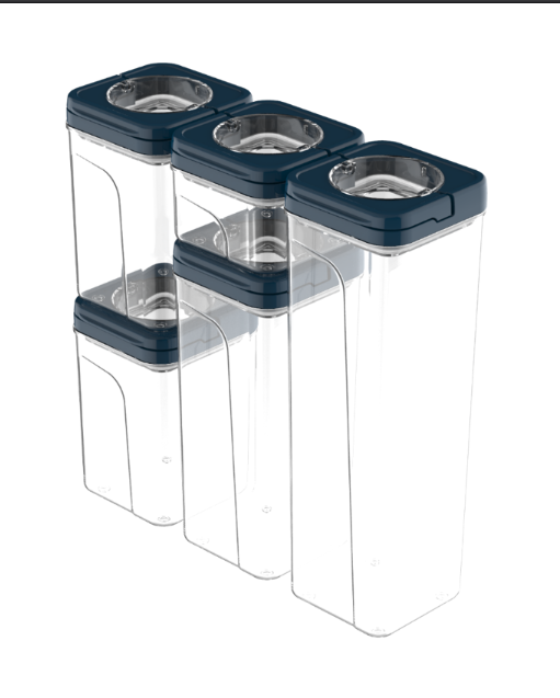 Phantom Chef Set of 3 Glass Nestable Food Storage Containers - Navy 